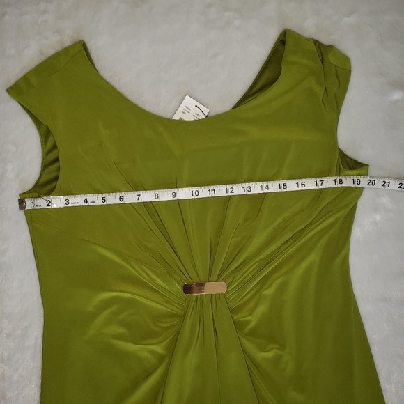 Ronni Nicole green cap sleeve gather waist Silver Buckle dress Size 16 - Picture 10 of 14